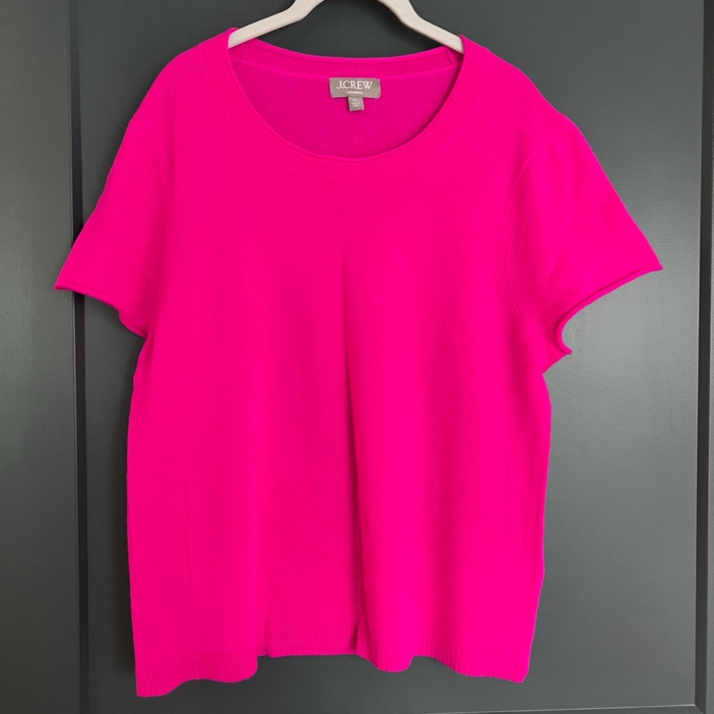 J.Crew Women's Relaxed Cashmere Tee in neon Fuchsia XXL